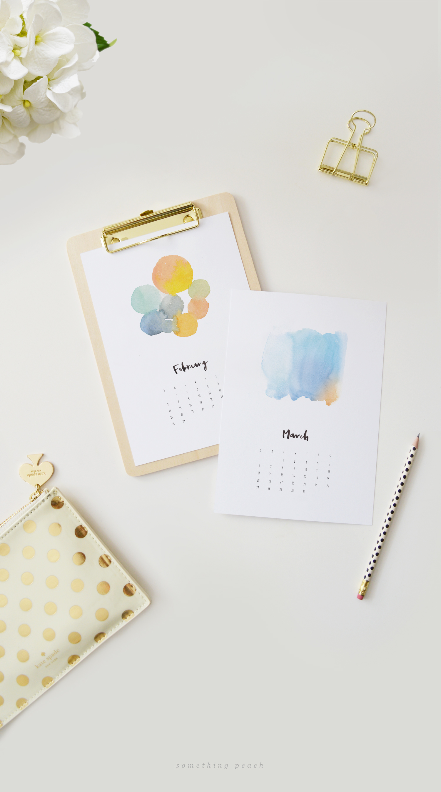 somethingpeach.com // free printable_2016 watercolour calendar_02