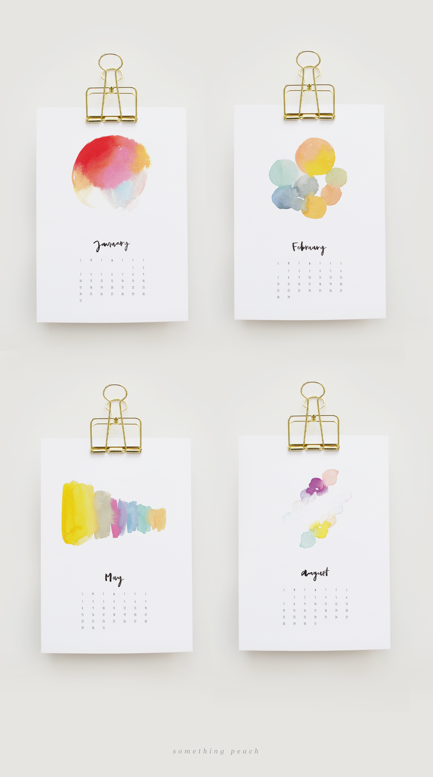 somethingpeach.com // free printable_2016 watercolour calendar_03